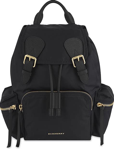 burberry bag black neylon leather|Nylon Backpack in Black .